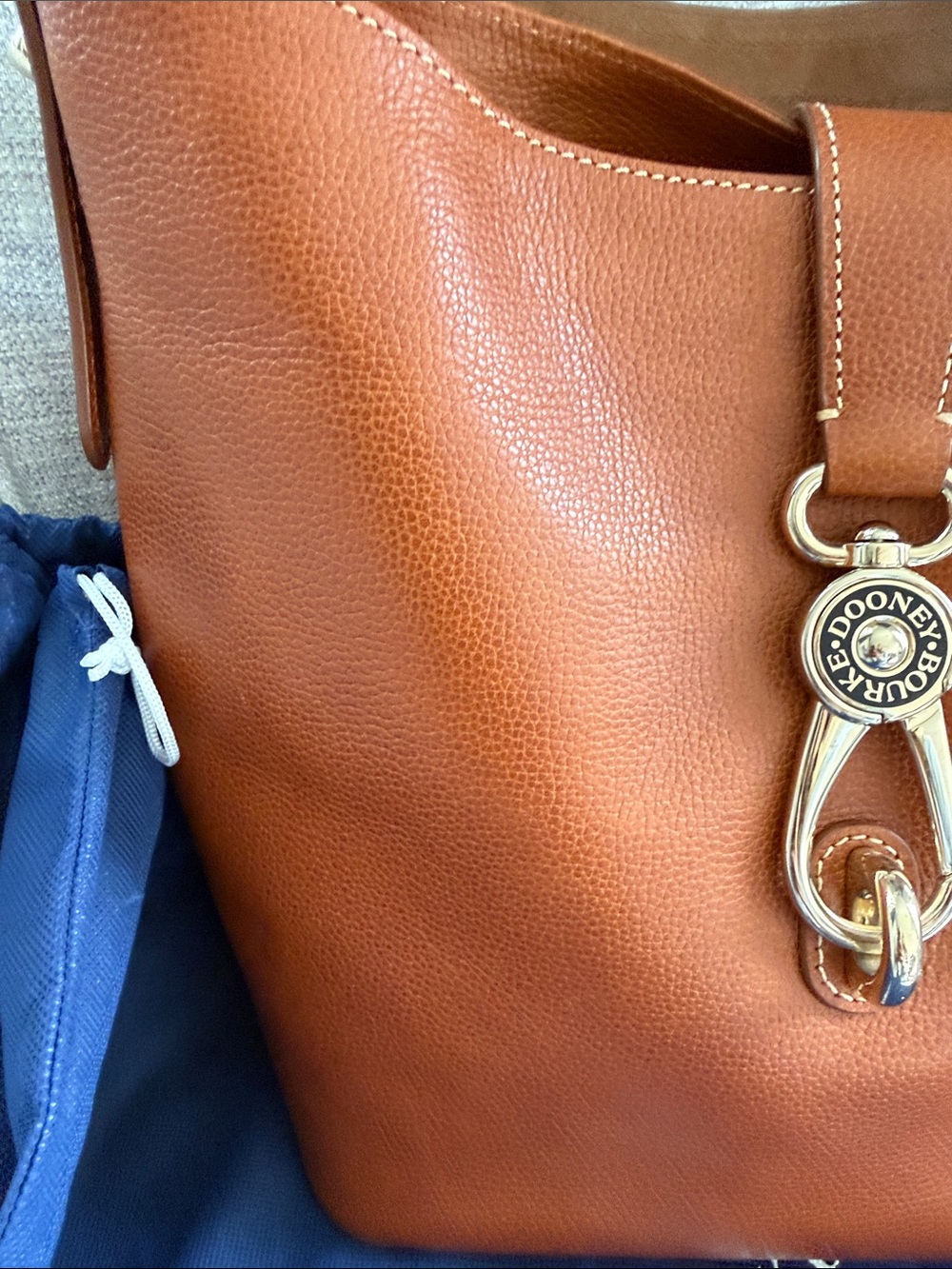 Dooney & Bourke Caramel Brown Pebbled Leather Shoulder Bucket Bag - Picture 4 of 16